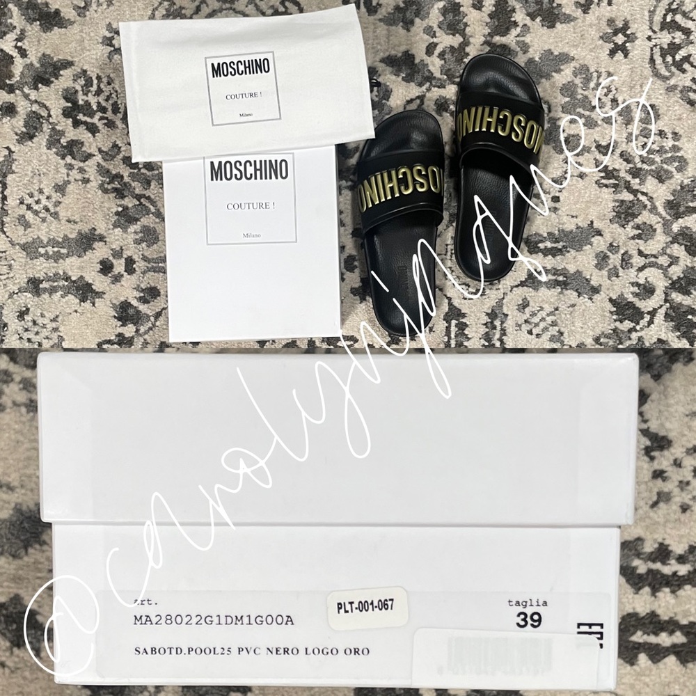 MOSCHINO Logo Embossed Pool Slide Sandals - Picture 7 of 7